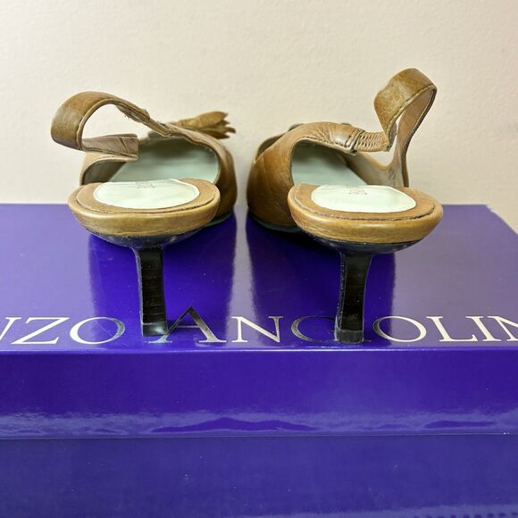 Enzo Angiolini Women’s Eawes Medium Brown Slingback Leather Shoes Size 7.5 New - Picture 7 of 10